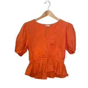 Abound Orange Peplum Short Sleeve Top